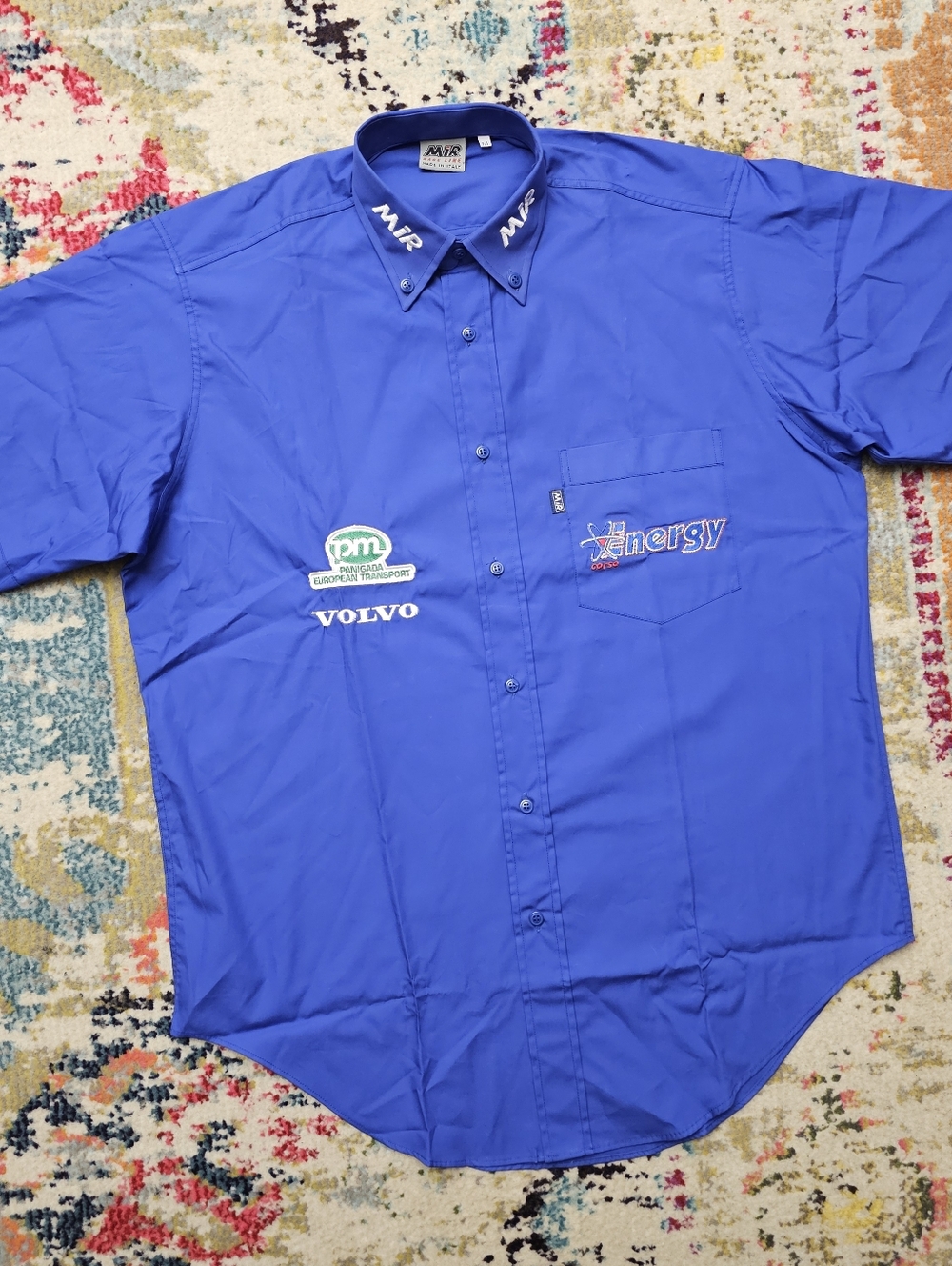 MIR Raceline Volvo Racing Men's Medium Button Up S/S Mechanic Shirt Patches